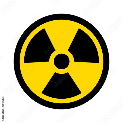 Cuadros en Lienzo Yellow radioactive / radiation symbol flat icon for websites and print