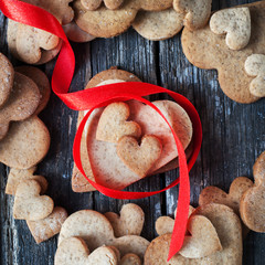 Wall Mural - Gingerbread Cookies in the Shape of Heart at Valentine Day