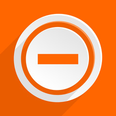 minus orange vector flat icon