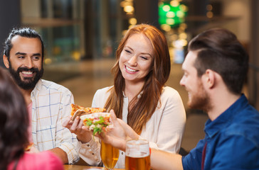 Sticker - friends eating pizza with beer at restaurant