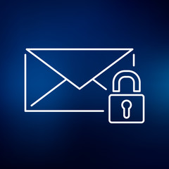 Wall Mural - secure ssl email icon. protected email with padlock sign. encrypted email symbol. thin line icon on 