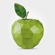 Polygonal Green Apple In Vector