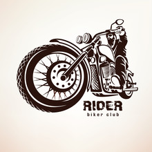 Biker, Motorcycle Grunge Vector Silhouette