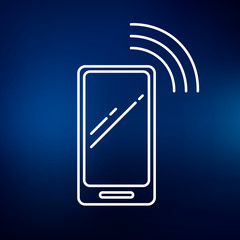 Wall Mural - wireless smartphone icon. wifi mobile phone sign. network cellphone symbol. thin line icon on blue b