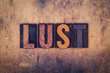 Wall Mural - Lust Concept Wooden Letterpress Type