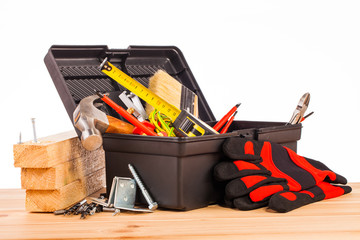 Wall Mural - wood mounting tools on table