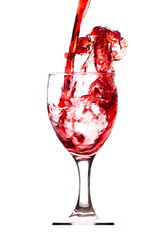 Moving red wine Splash two glass over a white background