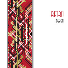 Background With Golden Red Black Art Deco Outline Style Design.