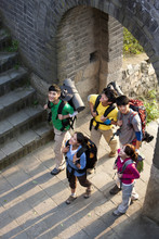 Young People Go Hiking On The Great Wall