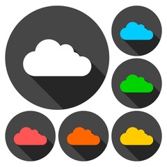 Sticker - Cloud icons set with long shadow