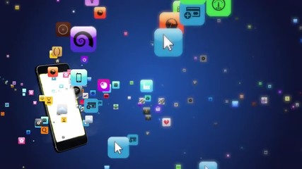 4K: App Download. Hundreds Of Apps Being Downloaded By A Smartphone