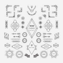 Wall Mural - set of vintage linear thin line geometric shape art deco retro d