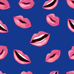 Sticker - Pink Lips Pattern. Vector Illustration