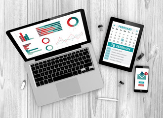 Canvas Print - Efficiency at work helped by devices on a workplace mockup