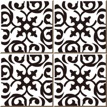 Vintage Seamless Wall Tiles Of Black White Curve Spiral, Moroccan, Portuguese.
