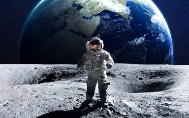 Wall Mural - Brave astronaut at the spacewalk on the moon. This image elements furnished by NASA.