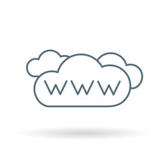 Wall Mural - www cloud icon. internet sign. world wide web symbol. thin line icon on white background. vector ill