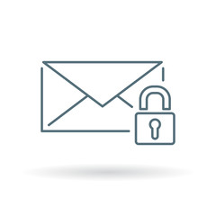 Wall Mural - secure ssl email icon. protected email with padlock sign. encrypted email symbol. thin line icon on 