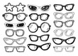 Hand drawn doodle fashion eyeglasses set