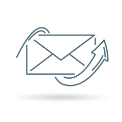 Wall Mural - conceptual email arrow icon. sent mail sign. envelope post symbol. thin line icon on white backgroun
