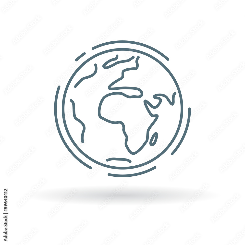 Planet earth icon. Planet earth sign. Planet earth symbol. Thin line icon on white background. Vector illustration. - obrazy, fototapety, plakaty 