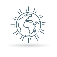 planet earth icon. planet earth sign. planet earth symbol. thin line icon on white background. vecto