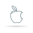 Eat apple icon. Apple bite sign. fresh fruit symbol. Thin line icon on white background. Vector illustration.