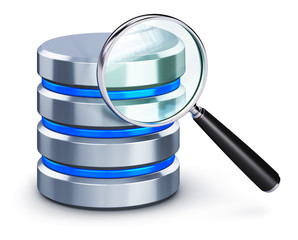 Poster - Hard disk icon and magnifying glass
