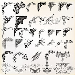 Set of vector calligraphic elements and page decorations