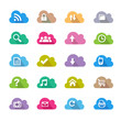 Cloud flat color icon set