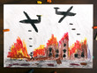 rysunek dziecięcy przedstawiający nalot bombowy 

