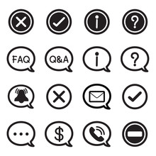 Speech Bubble Silhouette Icons, CHAT Message Vector Illustration