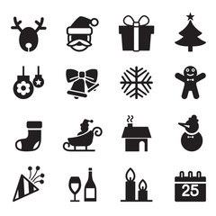  Silhouette Christmas icons set