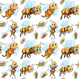 Fototapeta Pokój dzieciecy - Seamless little bees flying
