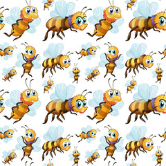 Wall Mural - Seamless little bees flying