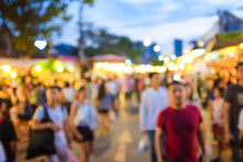 Blurred Background Of People Shopping At Night Market