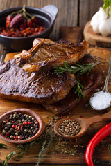 Canvas Print - Grilled beef steak with spices