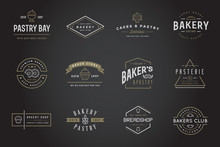 Set Of Vector Bakery Pastry Elements And Bread Icons Illustration Can Be Used As Logo Or Icon In Premium Quality