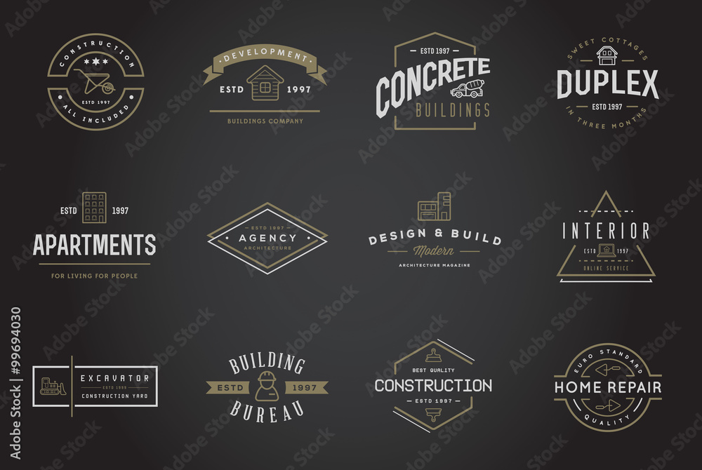 Set of Vector Construction Building Icons Home and Repair can be used ...