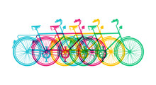 Retro Bike Concept Silhouette Bicycle Colorful