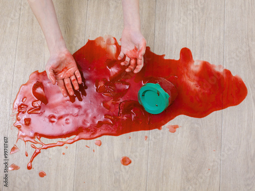 Child Hurt His Hand On A Broken Jar Of Jam Child S Hands Smeared With Blood And Red Jam Jar Of Jam Shattered And Lying On The Floor Stock Photo Adobe Stock
