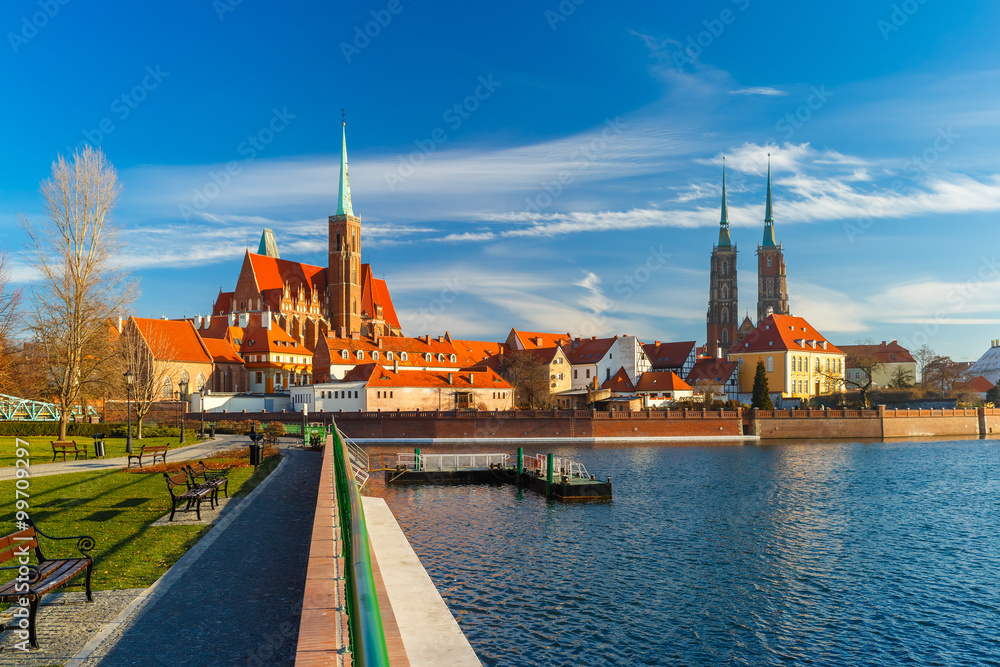 Obraz na płótnie Cathedral Island in the morning, Wroclaw, Poland w salonie