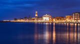 Fototapeta Łazienka - Bari night cityscape and  seafront. city lights at evening