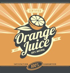 Wall Mural - Orange juice retro ad concept