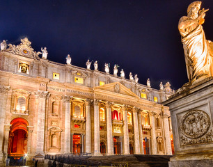 Night view of church in Vatican