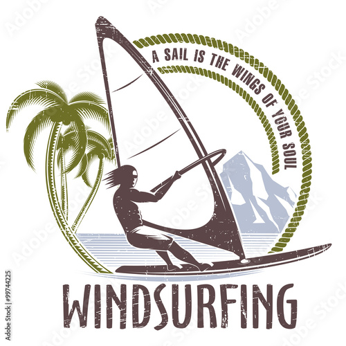 Obrazy Windsurfing  emblemat-windsurfingu-na-bialym-tle