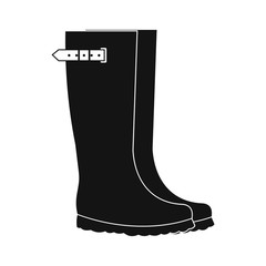 Rubber boots black simple icon