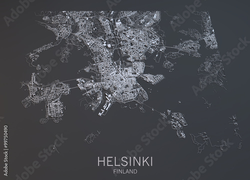 Fotomural Cartina Helsinki, vista satellitare, Finlandia