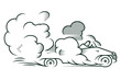 Stock illustration. Auto quickly riding in a cloud of dust
