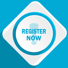 Poster - register now blue flat design modern icon for web and mobile app